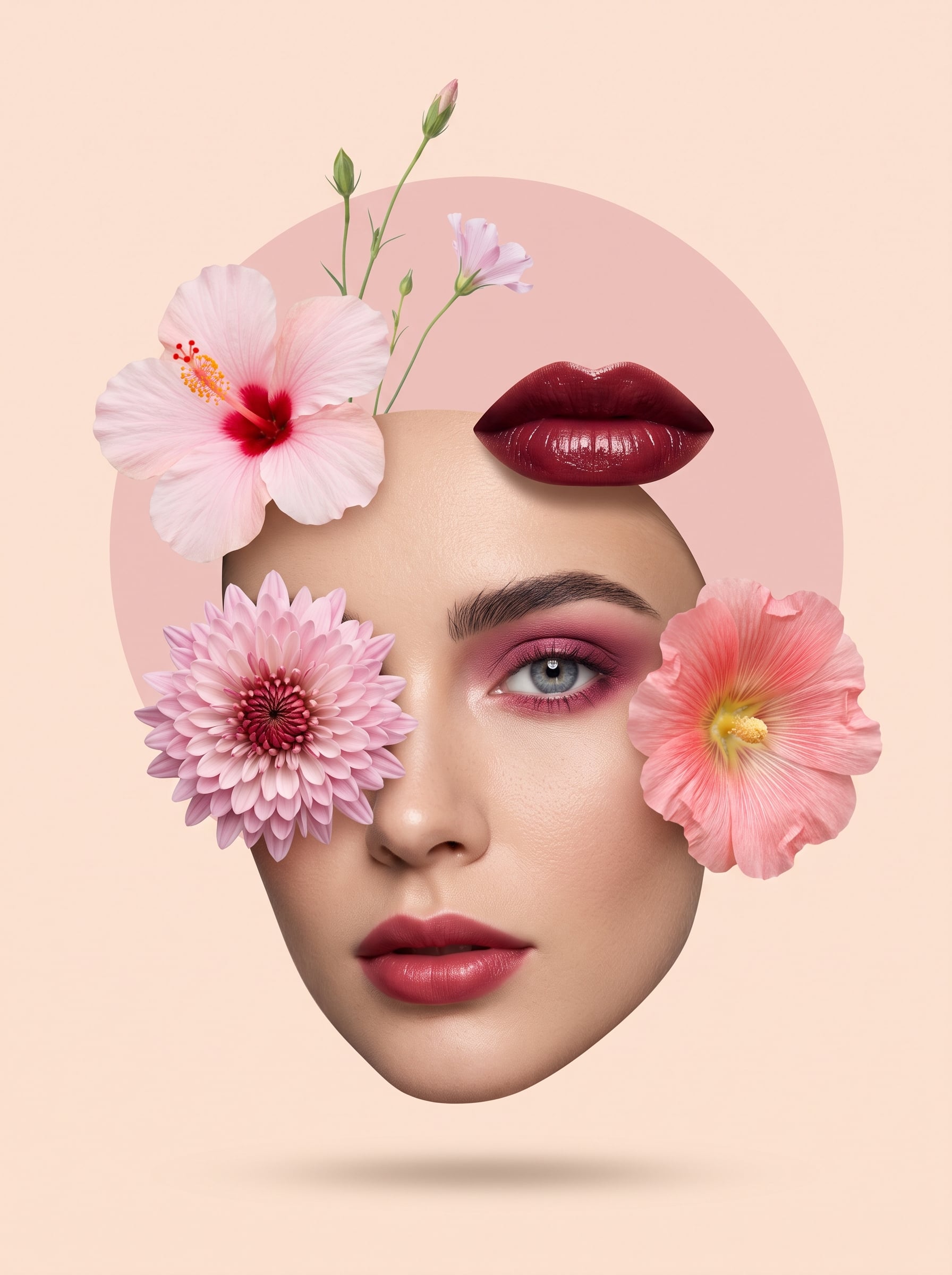 Surrealist Beauty Editorial Floral Collage