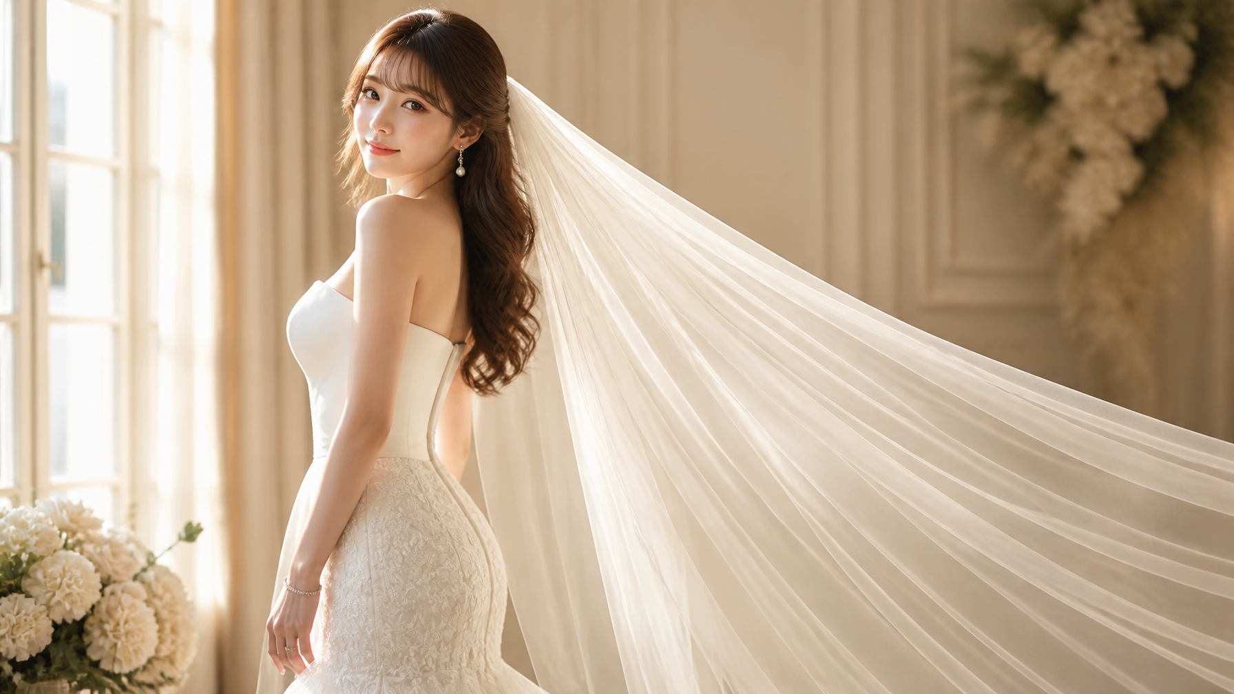 Ethereal Bridal Portrait in Classical European Interior