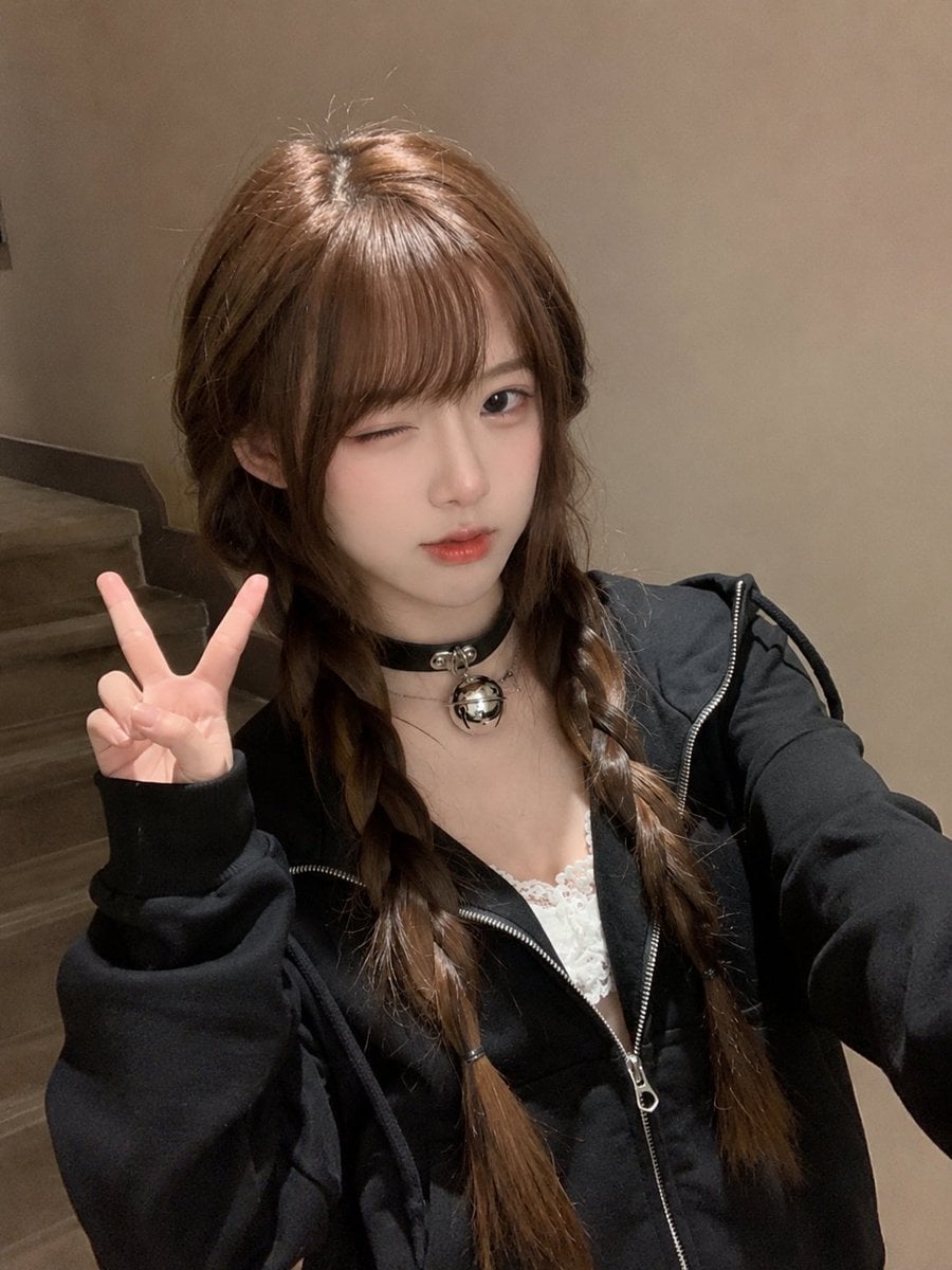 Candid East Asian Girl Mobile Selfie - alternate