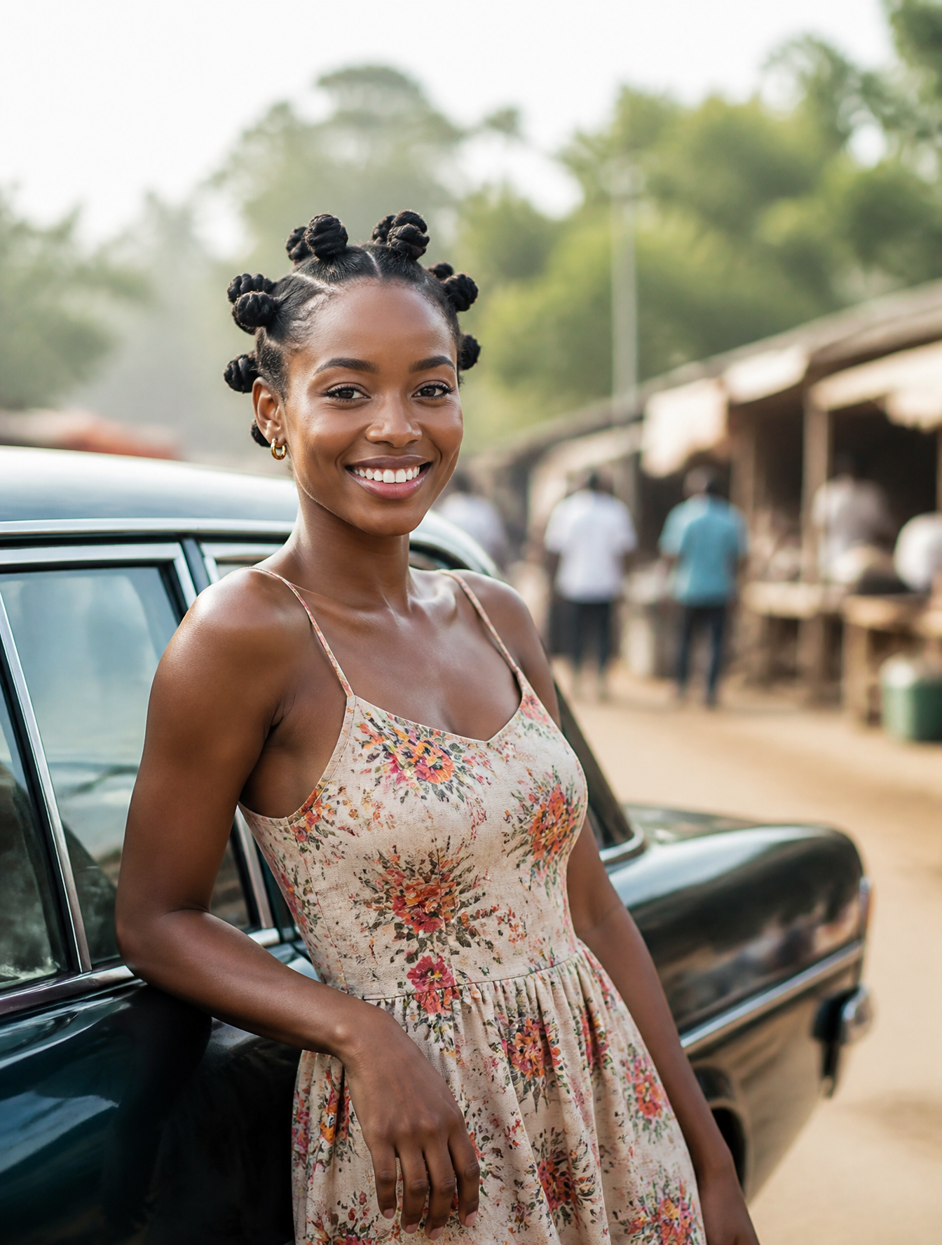 Radiant Smile at the Sunlit Marketplace