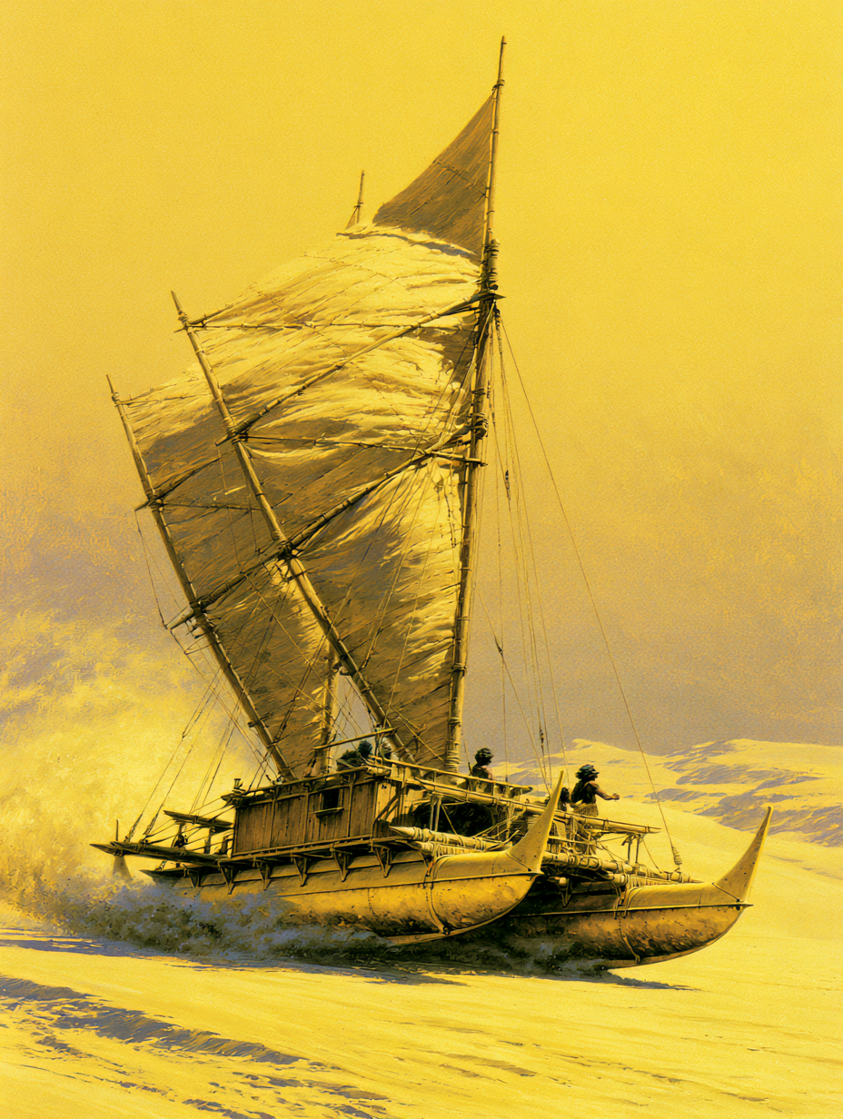 Ancient Fantasy Sand-Sailing Wa'a Kaulua - alternate