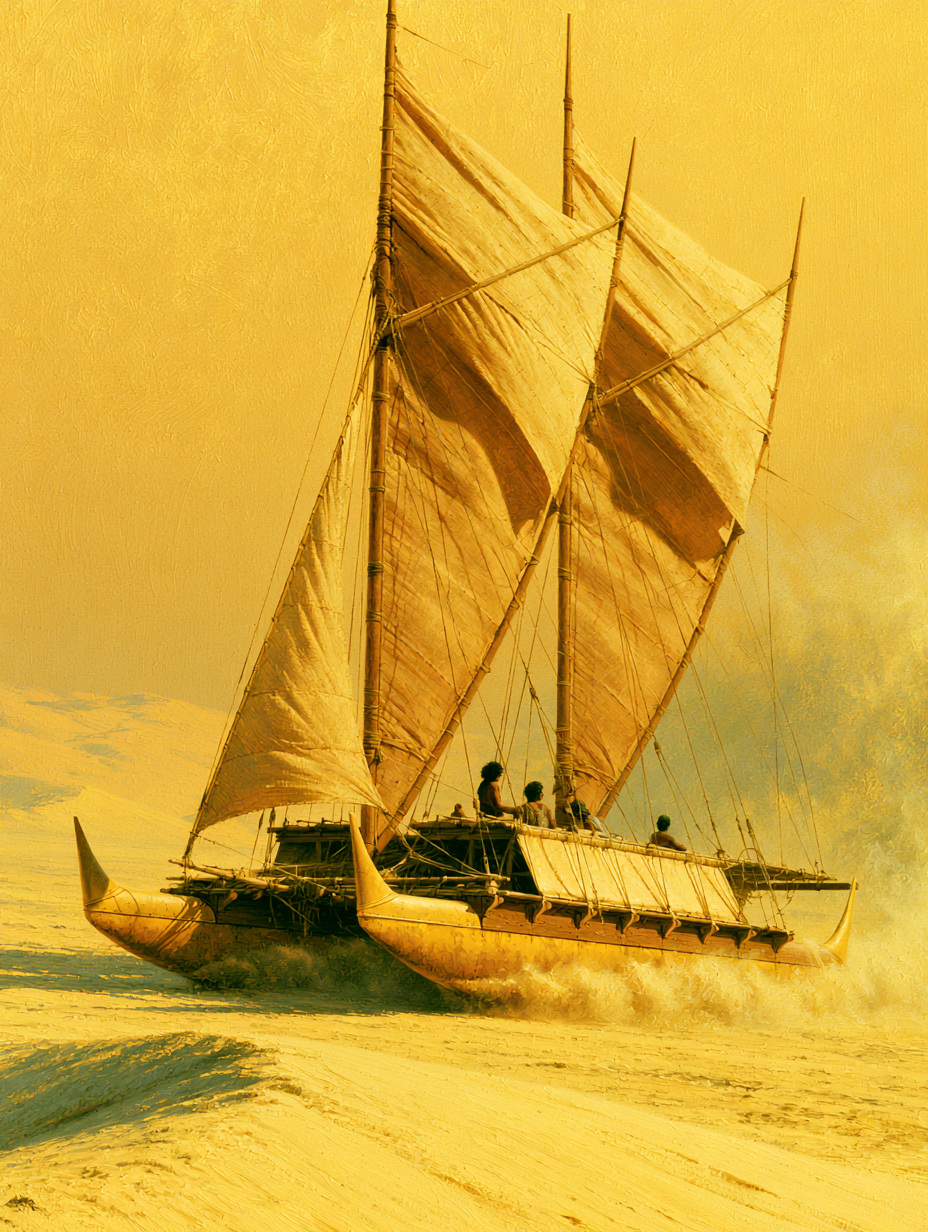 Ancient Fantasy Sand-Sailing Wa'a Kaulua - alternate