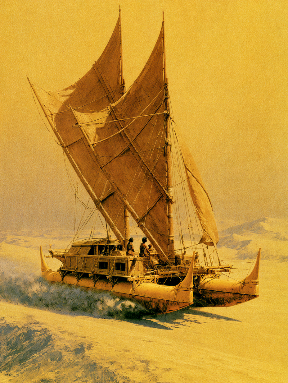 Ancient Fantasy Sand-Sailing Wa'a Kaulua - alternate