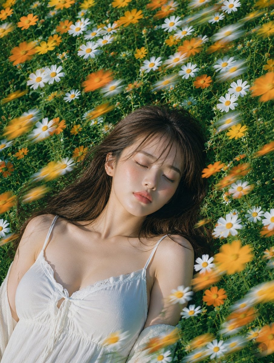 Serene Summer Slumber in Wildflower Meadow