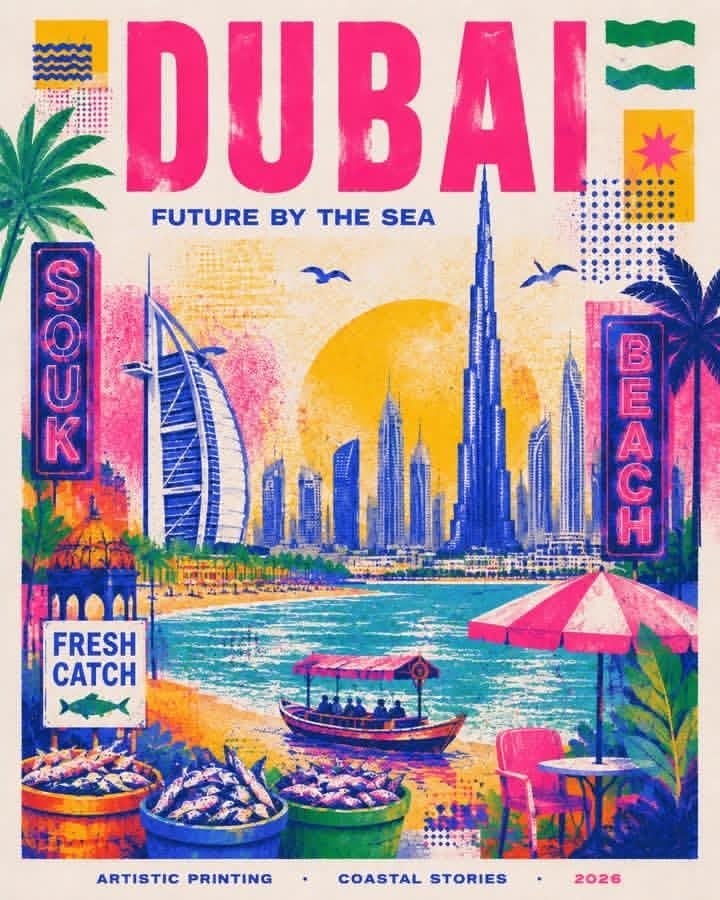 Modern Risographic Urban Travel Poster