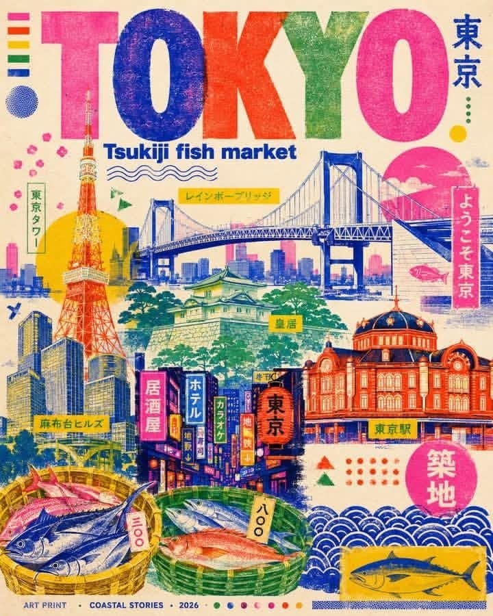 Modern Risographic Urban Travel Poster - alternate