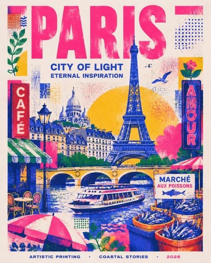 Modern Risographic Urban Travel Poster - alternate