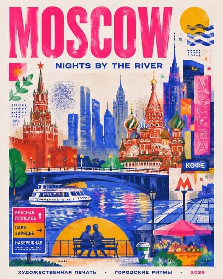 Modern Risographic Urban Travel Poster - alternate