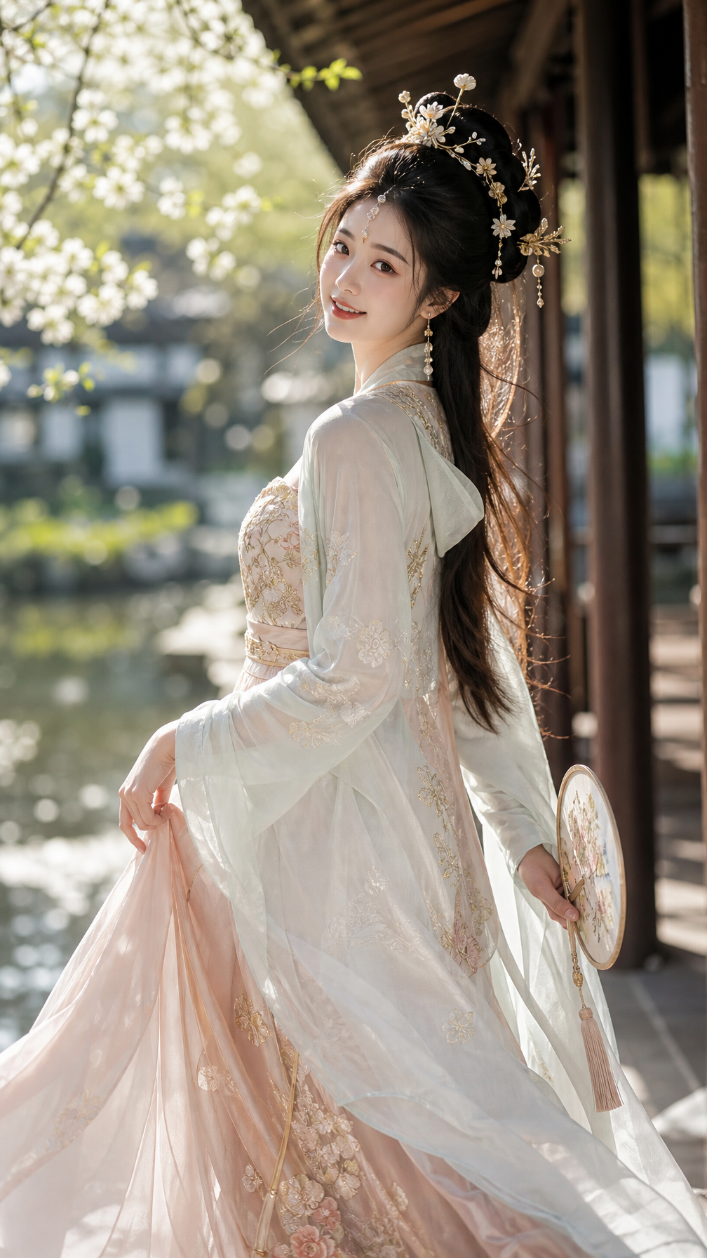 Ethereal Tang Dynasty Beauty in Spring Garden
