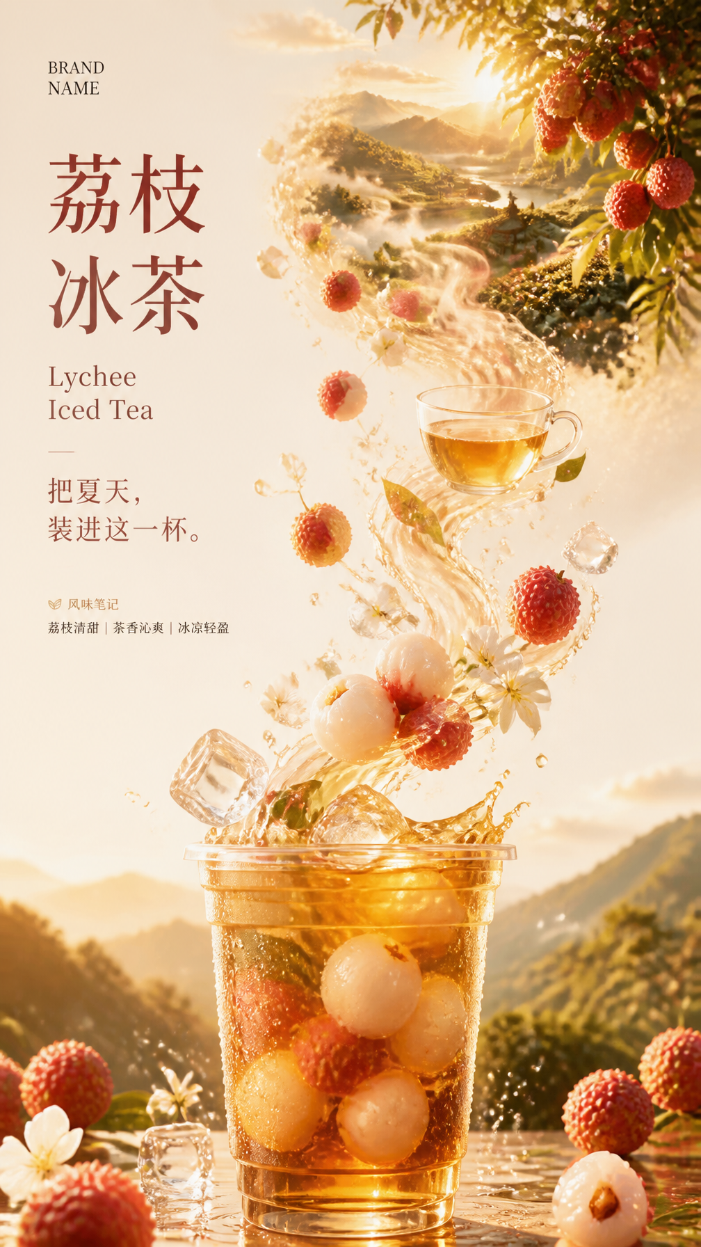 Premium Lychee Iced Tea Commercial KV