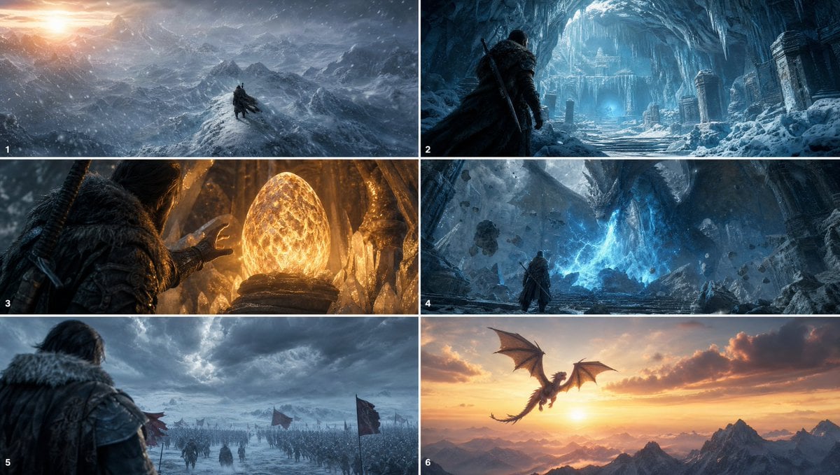 Cinematic Six-Frame Sequence Storyboard - alternate