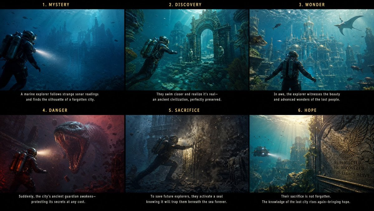 Cinematic Six-Frame Sequence Storyboard - alternate