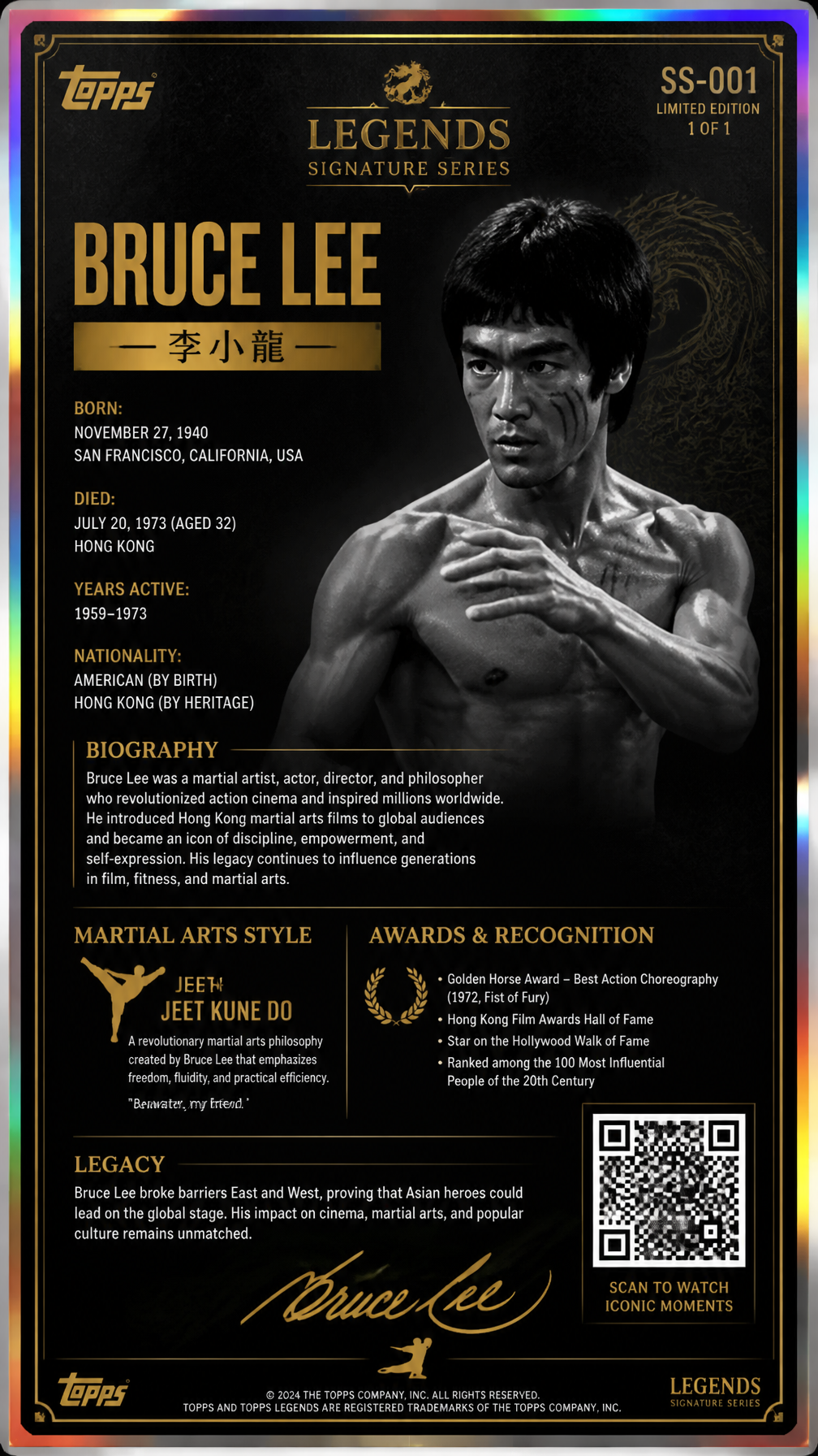 Bruce Lee Legends Signature Series Premium Trading Card