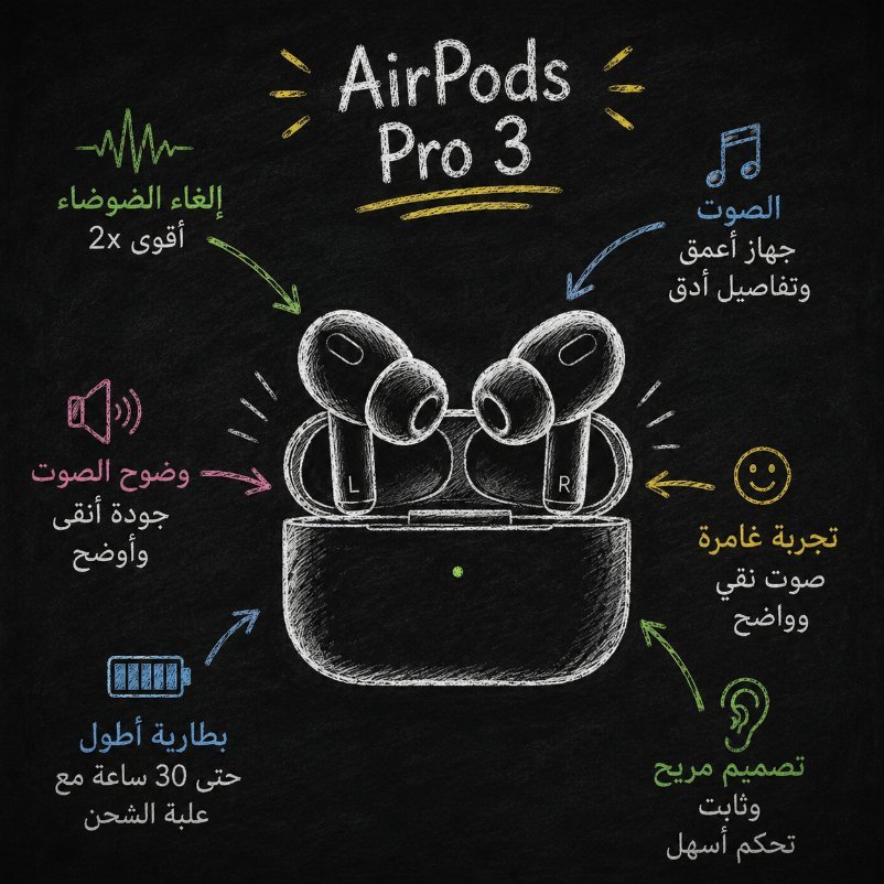 Arabic Product Infographic on Blackboard