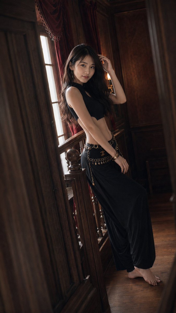 Elegant East Asian Woman in Vintage Luxury Interior