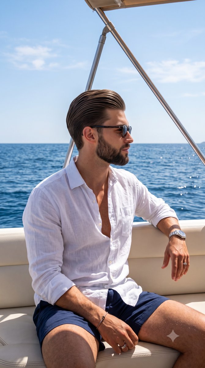 Sophisticated Man Relaxing on a Luxury Yacht