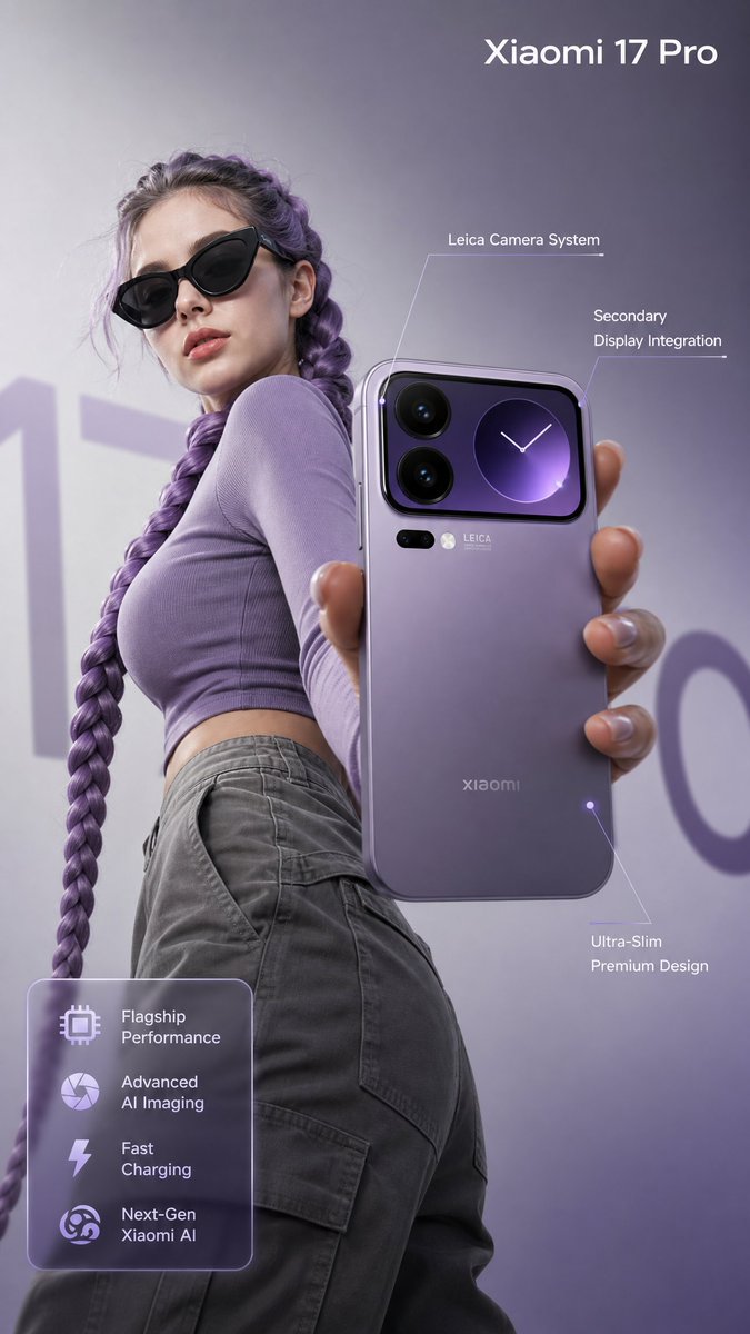 Futuristic Xiaomi 17 Pro Lavender Edition Commercial