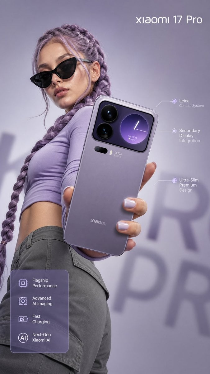 Futuristic Xiaomi 17 Pro Lavender Edition Commercial - alternate