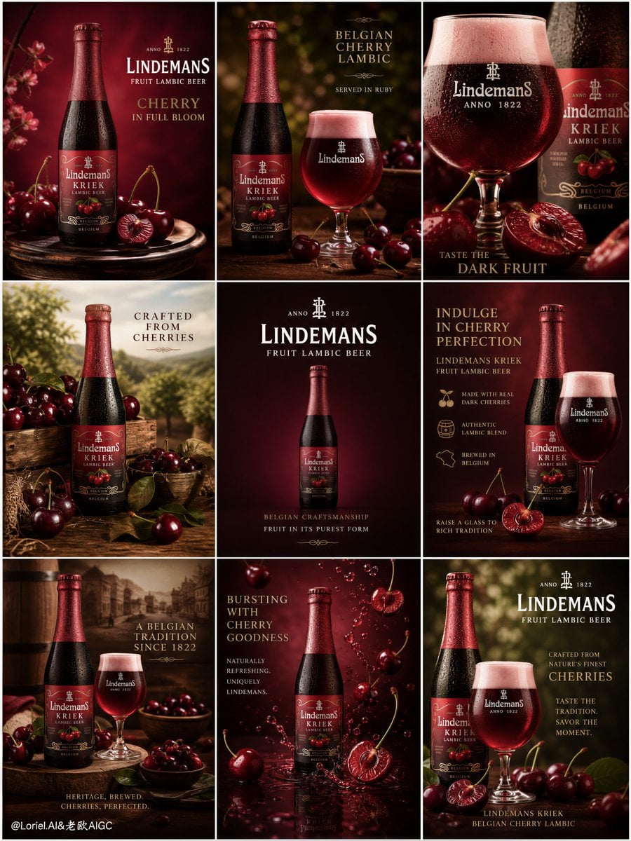Lindemans Cherry Lambic Luxury 9-Panel Campaign Matrix