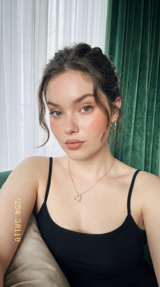 Candid Indoor Portrait of Young Woman with Gold Jewelry - alternate