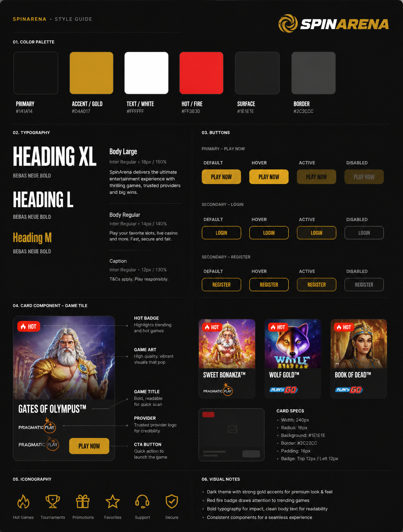 SpinArena Brand Identity Color Guide