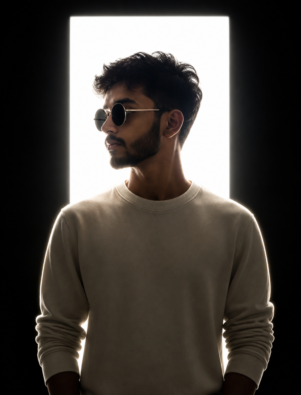 High-Contrast Rim-Lit Profile Portrait