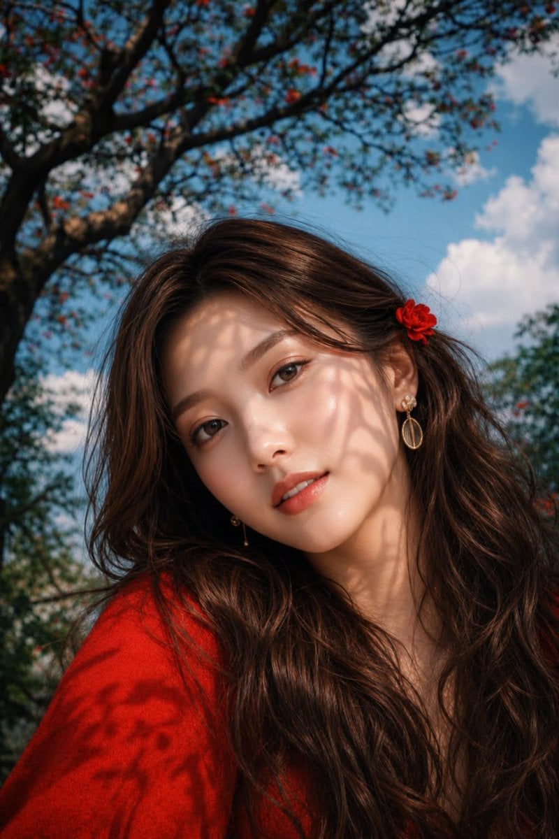 Golden Hour East Asian Portrait in Autumn Bloom - alternate