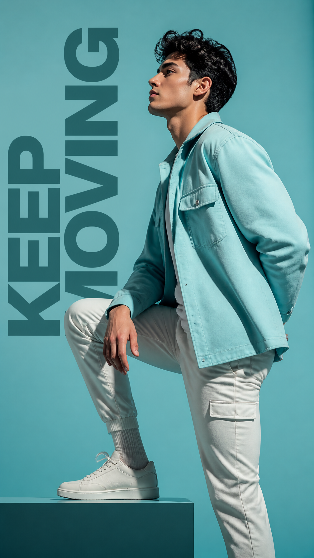 Aqua Monochrome High-Fashion Editorial