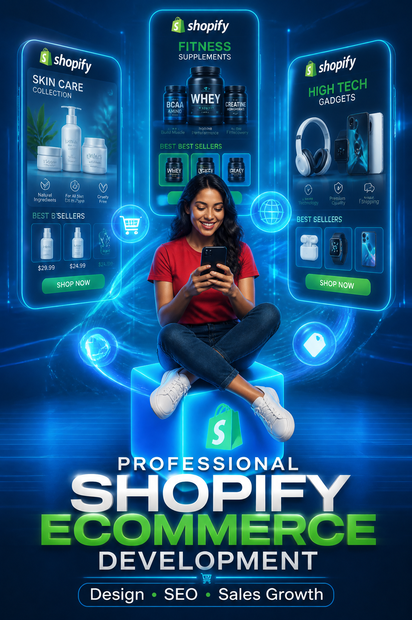 Futuristic Shopify eCommerce Development Promo