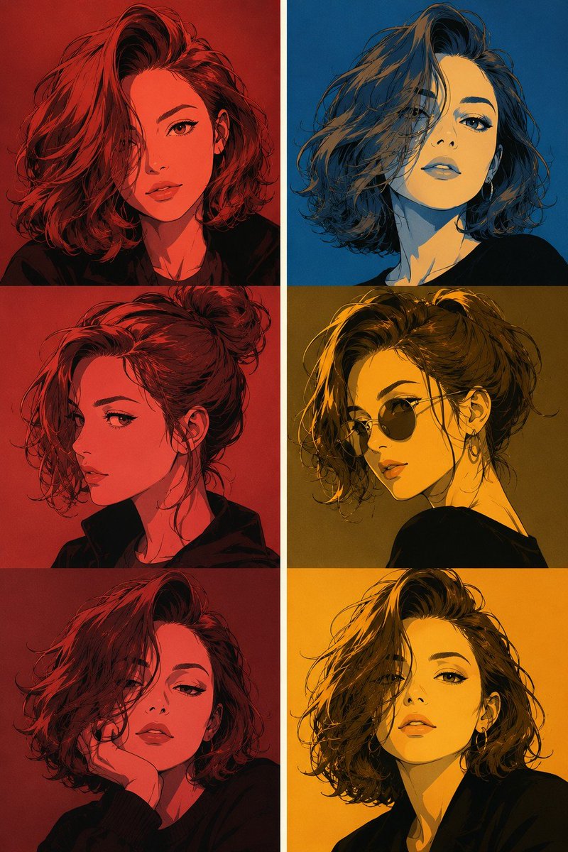 Manga Character Expression Triptych