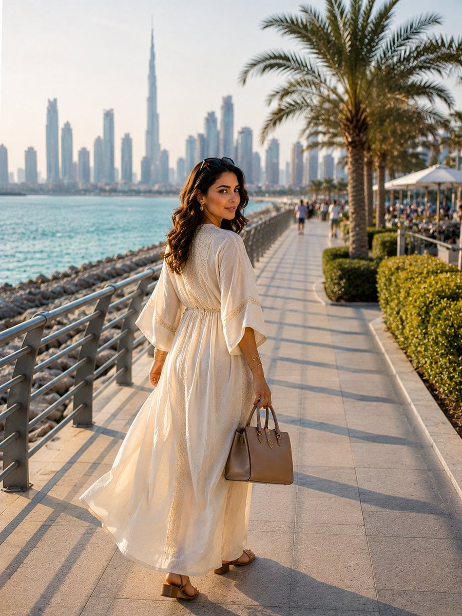Modern Arab Woman at Abu Dhabi Corniche - alternate