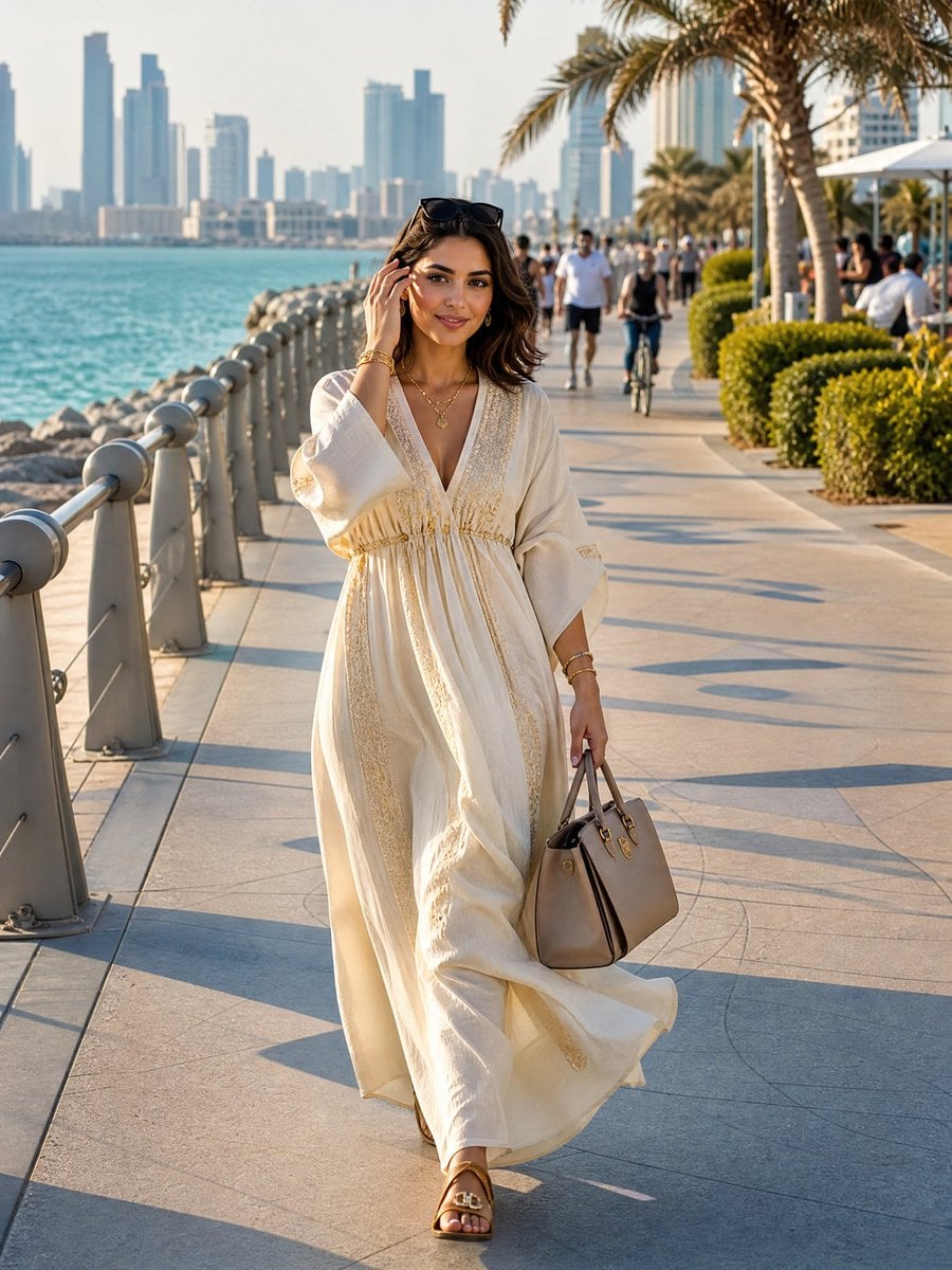 Modern Arab Woman at Abu Dhabi Corniche - alternate