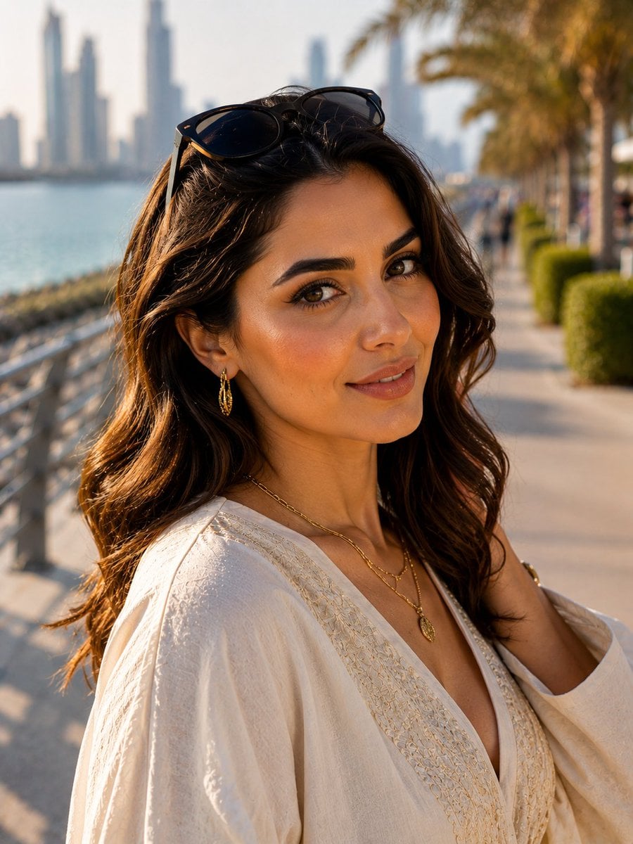 Modern Arab Woman at Abu Dhabi Corniche - alternate