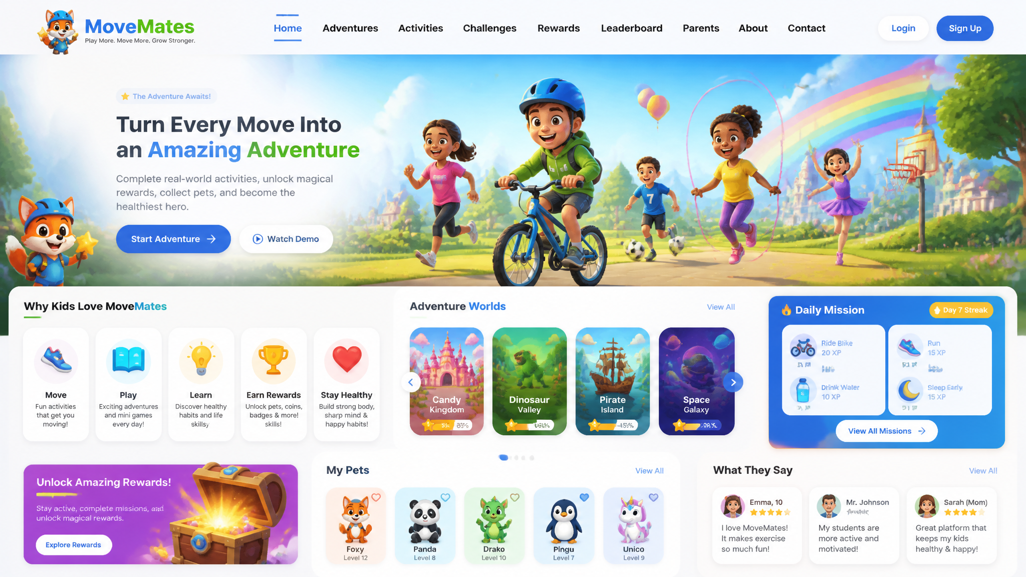 MoveMates: Gamified Kids Fitness UX/UI Concept