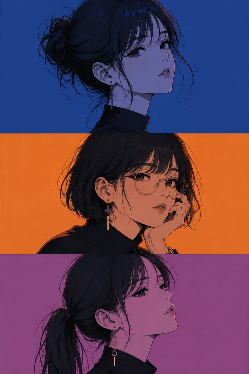 Manga Triptych Character Study
