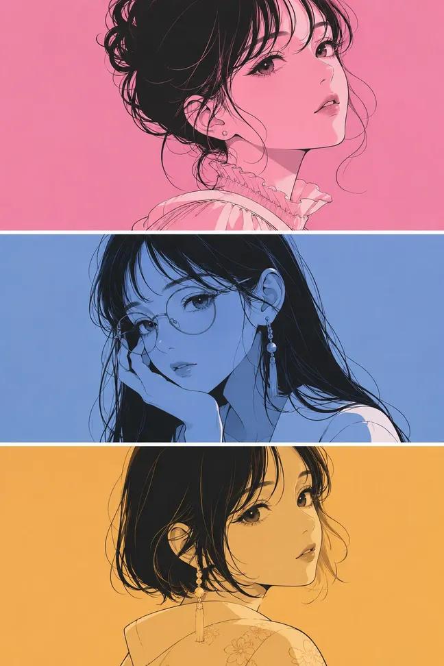 Manga Triptych Character Study - alternate