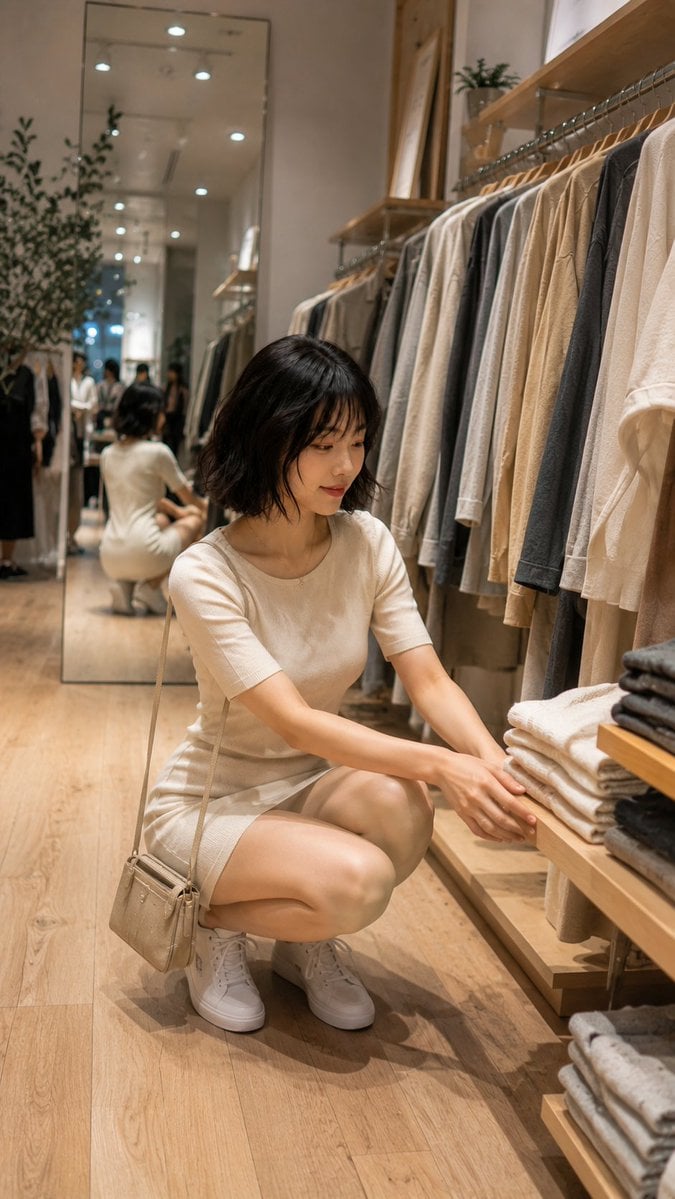 Candid Fashion Shopping Moment in Tokyo Boutique - alternate
