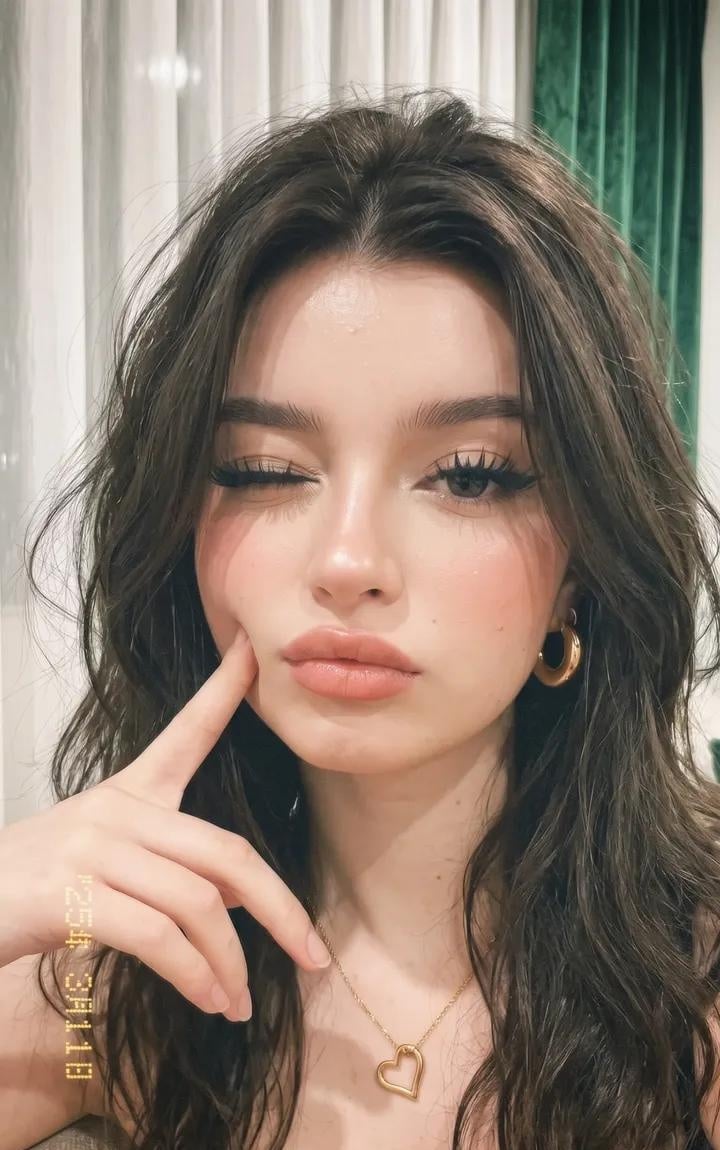 Candid Indoor Selfie with Vintage Aesthetic - alternate