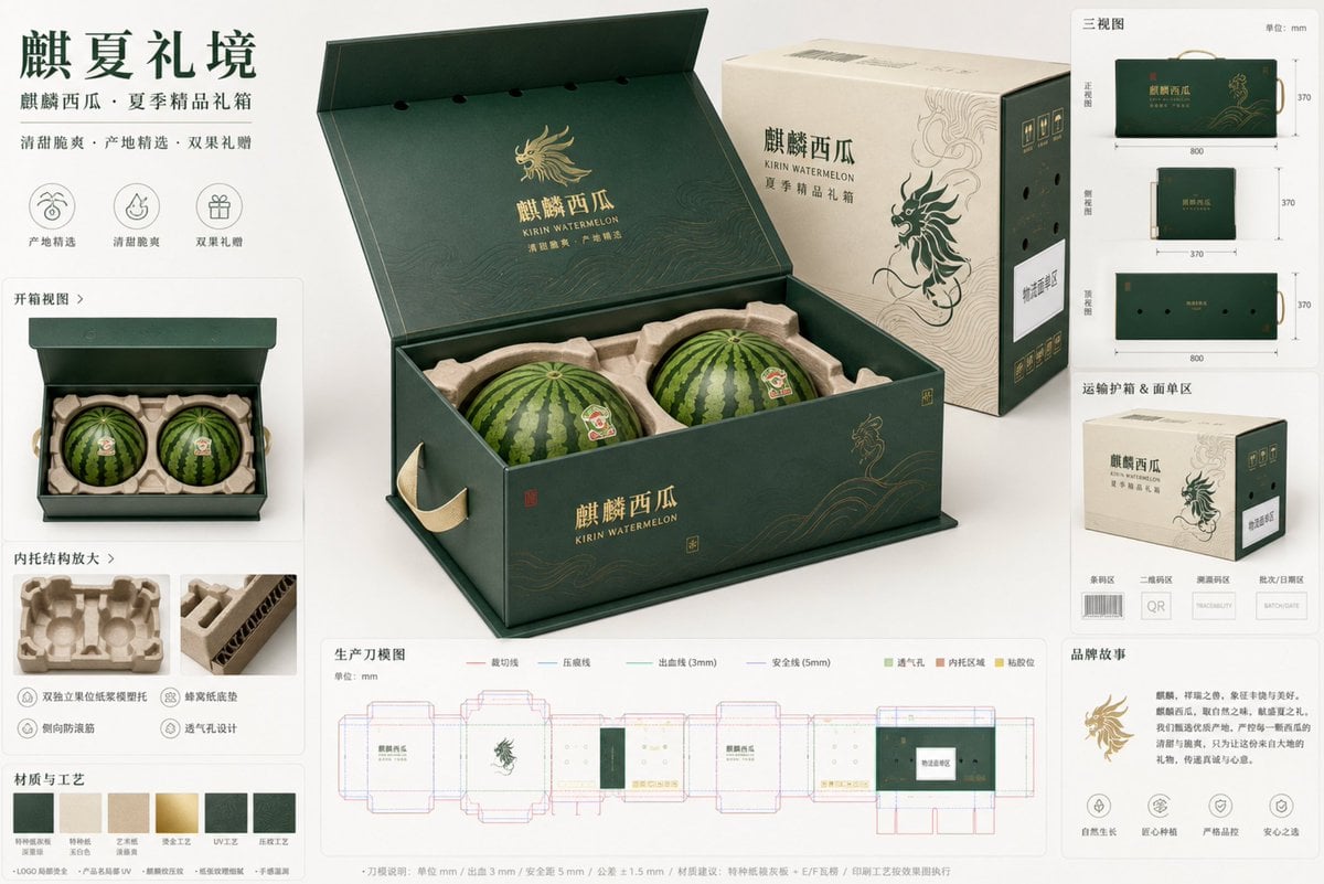 Premium Kirin Watermelon Ecommerce Packaging Concept Board