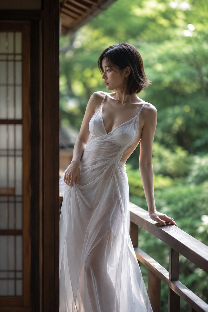 Serene Profile in a Verdant Japanese Garden