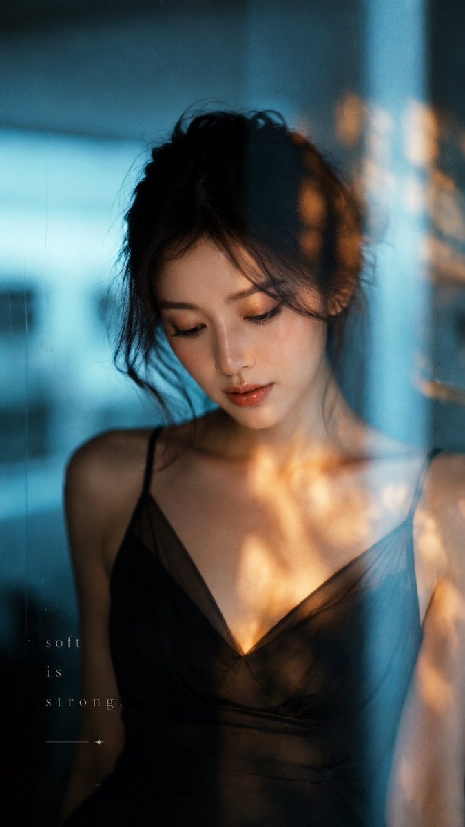 Cinematic Melancholy by Rain-Streaked Window - alternate