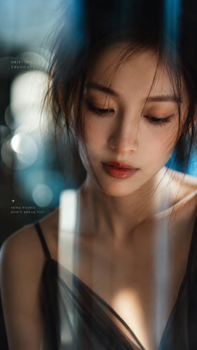 Cinematic Melancholy by Rain-Streaked Window - alternate