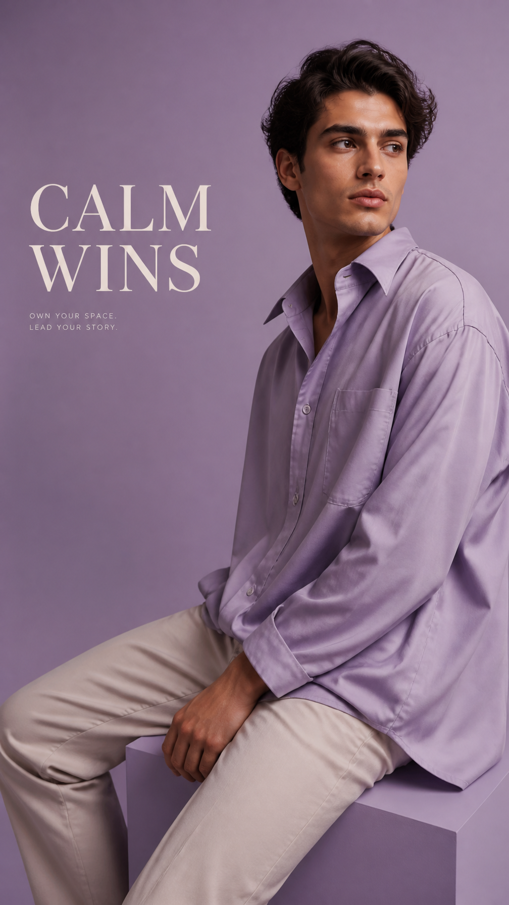 Lavender Minimalist Men's High-Fashion Editorial