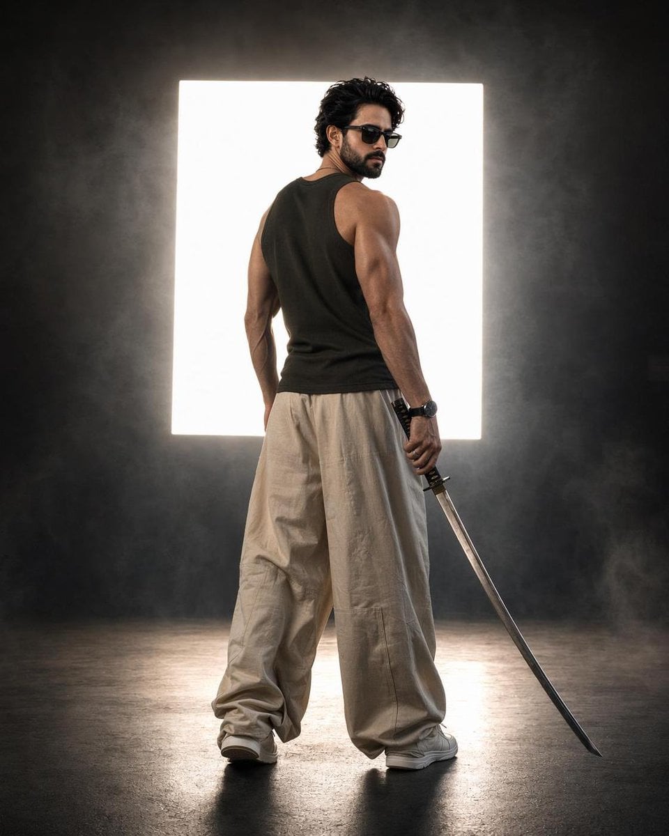 Urban Samurai Backlit Studio Portrait