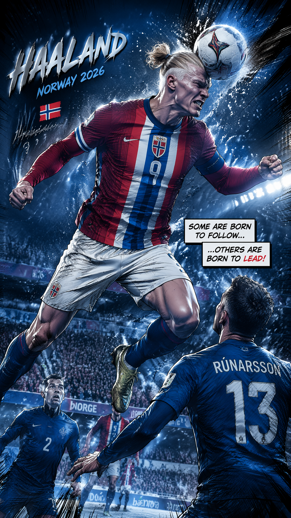 Haaland's Snowy Header Comic Fusion