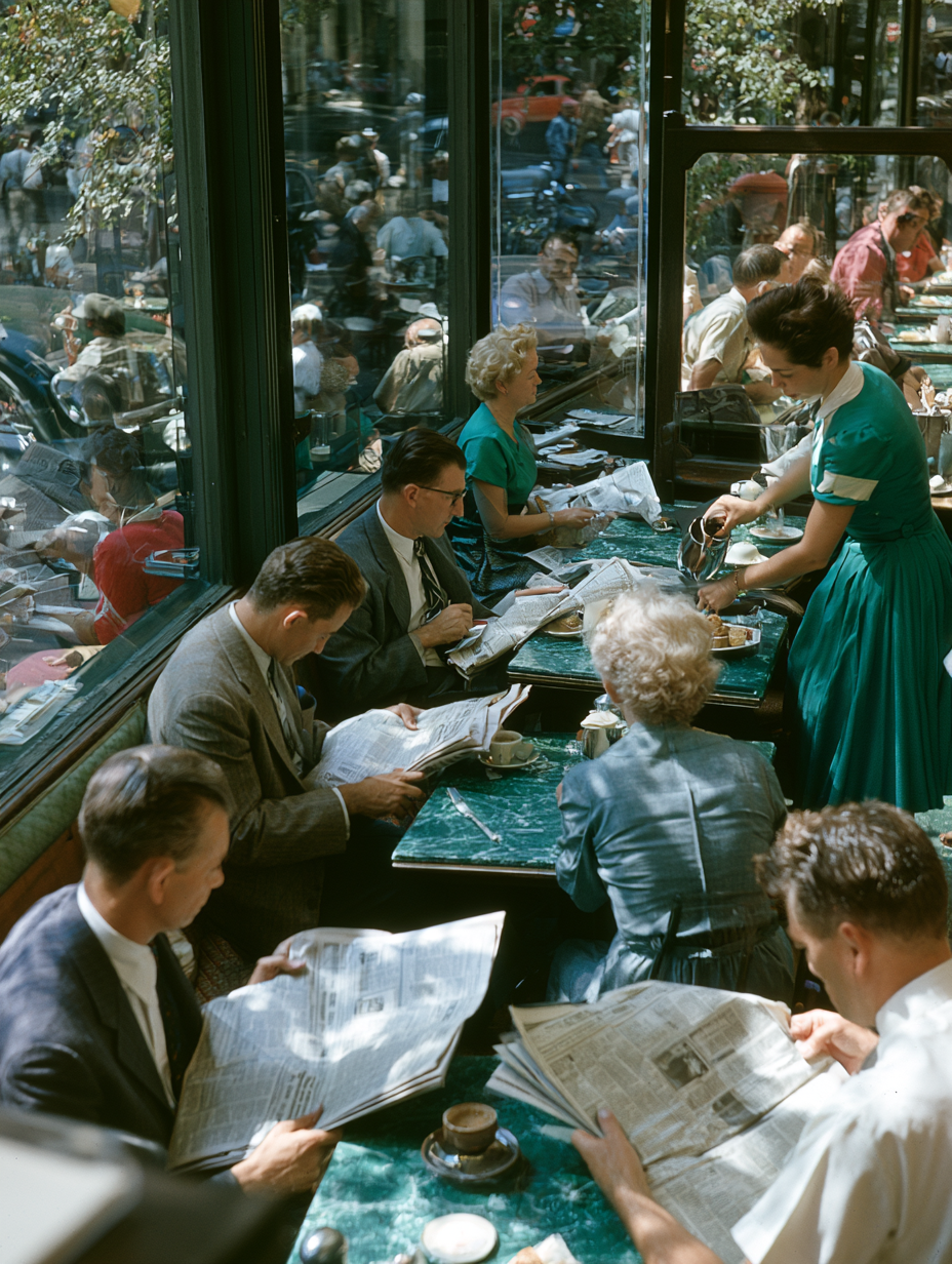 Mid-Century American Diner Morning Rush - alternate