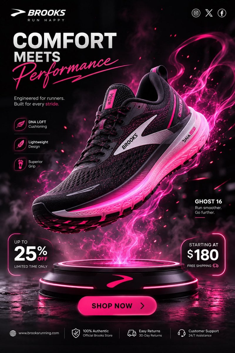 Futuristic Brooks Neon Performance Ad - alternate