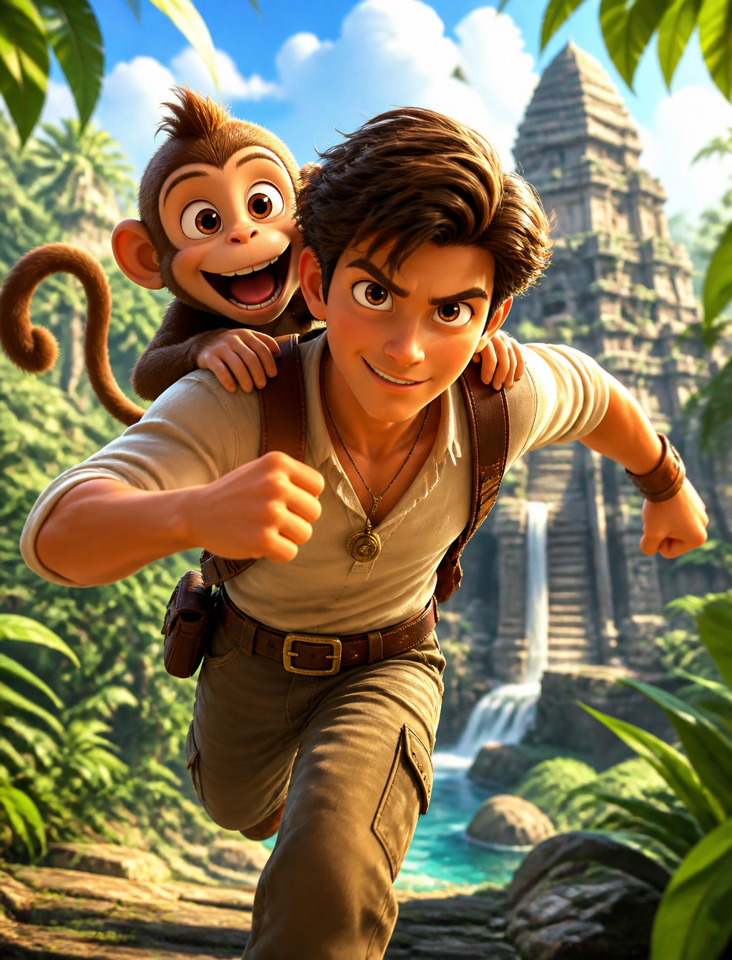 Brave Hero and Playful Monkey Jungle Quest