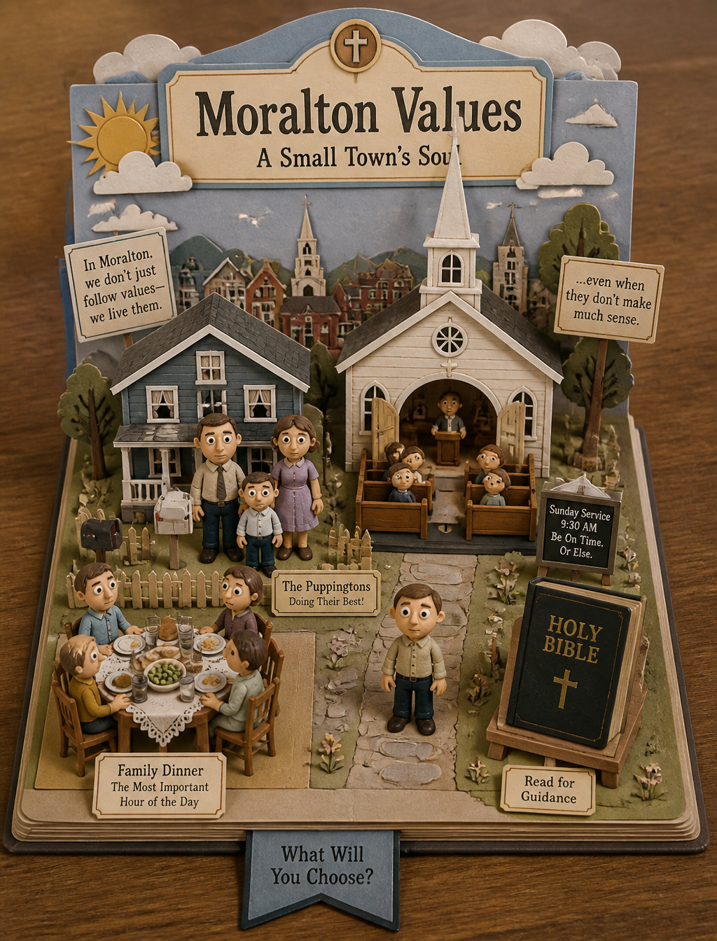 Moralton Satire Pop-Up Diorama