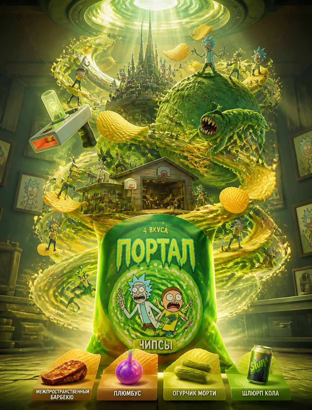 Portal Chips: Interdimensional Premium Ad Poster